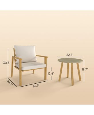 3 Piece Patio Set, Wood Effect Metal Bistro Set,