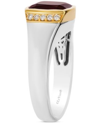 Men's Pomegranate Garnet (5-1/4 ct. t.w.) & Nude Diamond (1/5 ct. t.w.) Ring in Sterling Silver & 14k Gold