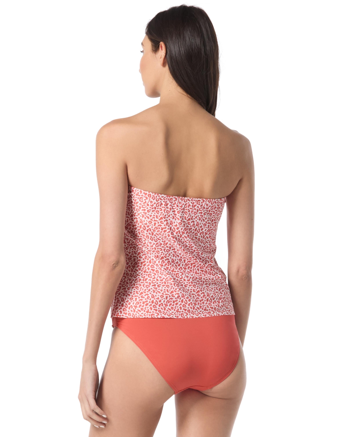 VINCE CAMUTO WOMEN'S LEOPARD-PRINT DRAPED TANKINI TOP 
