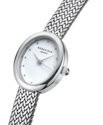 Mini Oval Women's Silver Tone Stainless Steel Bracelet Watch 22mm