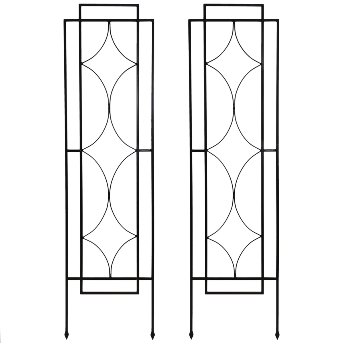 Decorative Steel Metal Chic Diamonds Design Garden Trellis - Black - 2-Pack