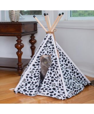 Pet Tent/Teepee Style Cat Bed C46 with Durable Fabric - White/Black