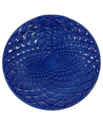 Rennes Ceramic Bird Bath with Lava Finish -Blue Glazed Bowl with Blue Distressed Ceramic Finish - 22.5"