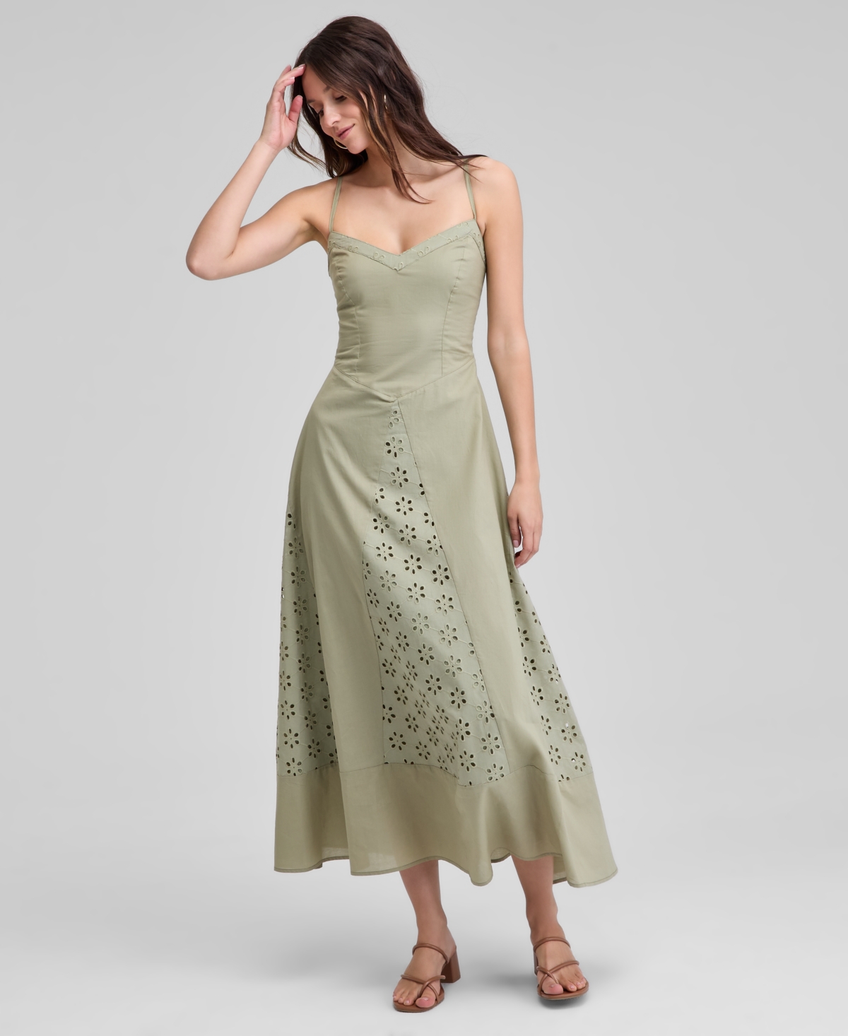 Shop And Now This Women's Eyelet Godet Maxi Dress, Exclusively At Macy's