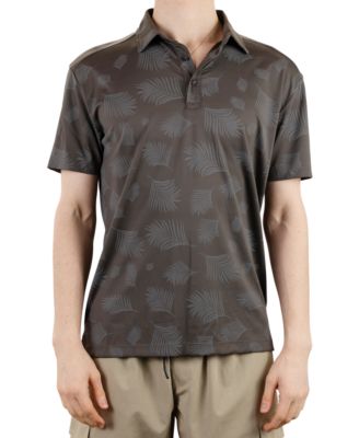 Men's Short Sleeve Two-Tone Leaf Print Polo Shirt