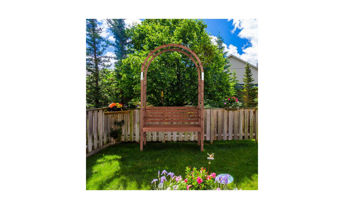 Wooden Arch with Bench for 2 People for Stylish Outdoor Seating and Garden Decor