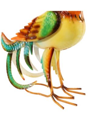 Romeo the Rooster Metal Outdoor Statue - 16" – Red, Orange, Yellow, and Green