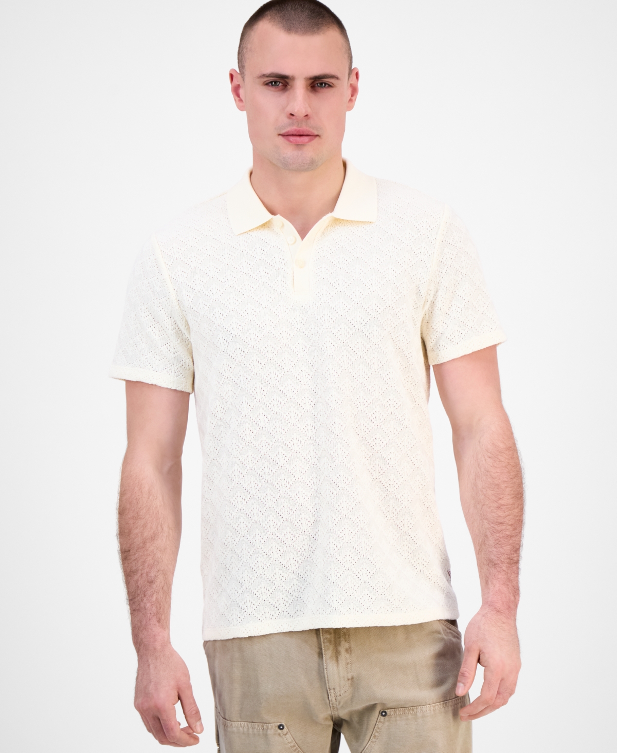 Men's Logan Short Sleeve Knit Polo Shirt - Pearl White