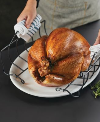 Carbon Steel 2 Pc. Ultra-lasting 17" x 13" Nonstick Roasting Pan with Easy Serve Rack