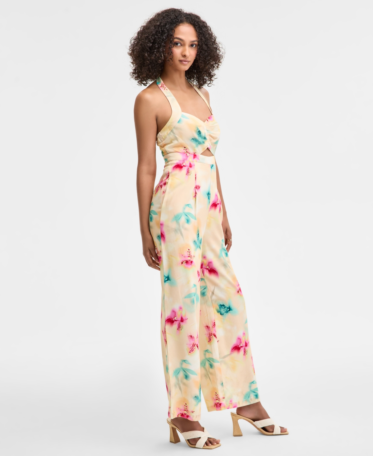 Shop Bar Iii Women's Printed Halter Jumpsuit, Exclusively At Macy's