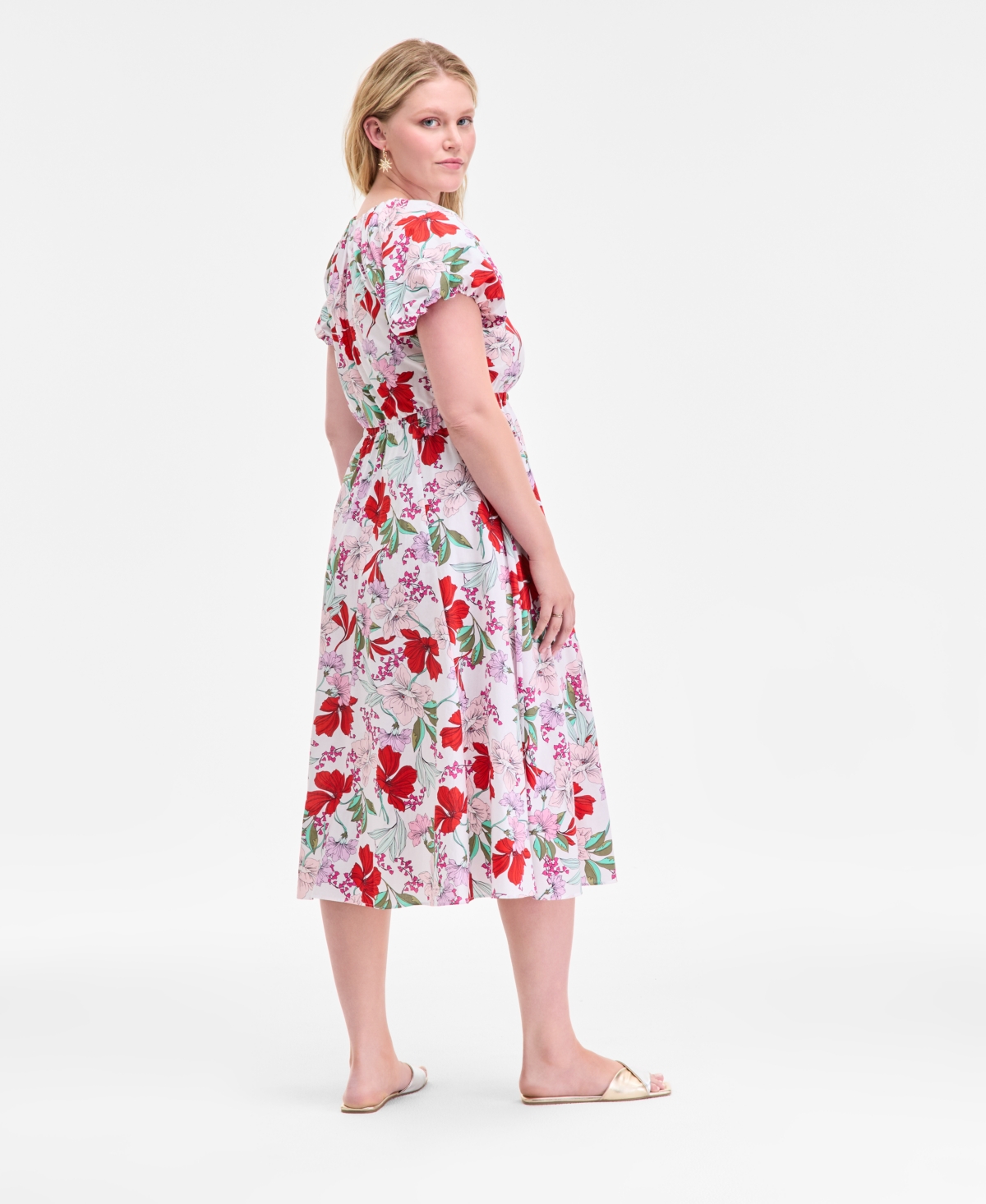 On 34th Women's Puff-sleeve Midi Dress, Exclusively At Macy's