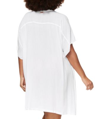 Trendy Plus Vacay Button-Front Cover-Up Shirt