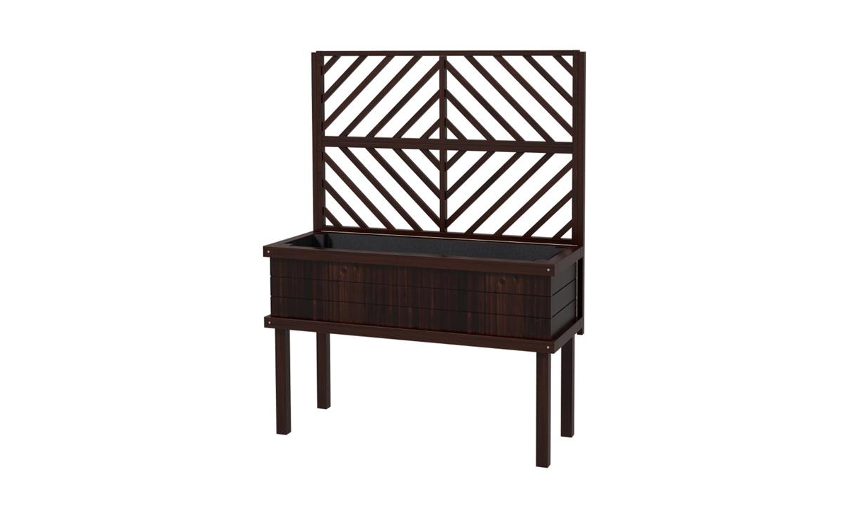 Multi-Functional Wooden Planter Box with Flower Shelf - Carbonized