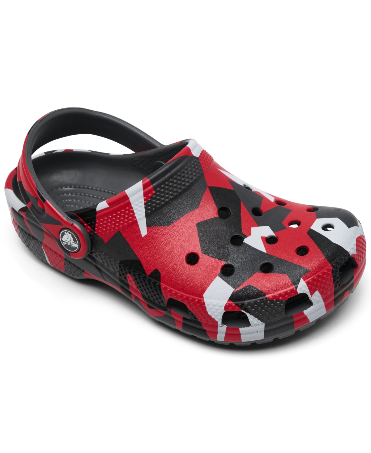 Crocs Little Kids Classic Geo Camo Clogs From Finish Line In Gray,red