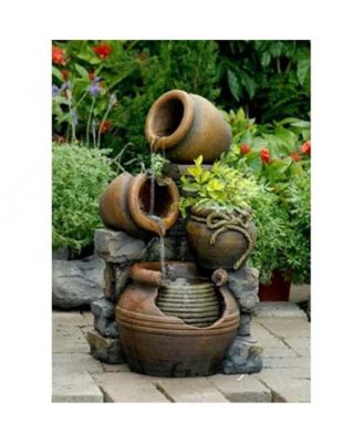 2-in-1 Outdoor Polyresin 15-Gallon Pouring Pots Water Fountain Planter
