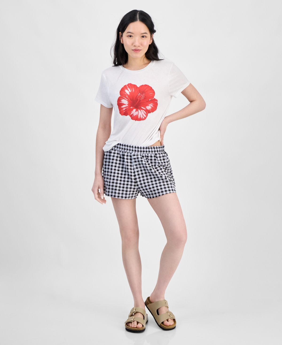 Planet Heart Juniors' Gingham Boxer Shorts
