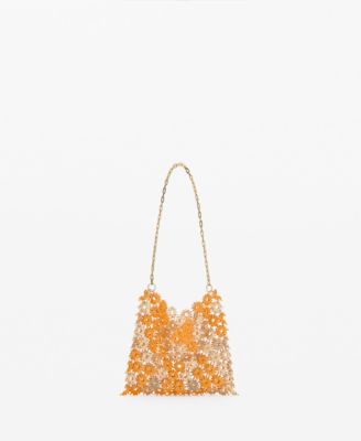 MANGO - Women's Metallic Flower Shoulder Bag