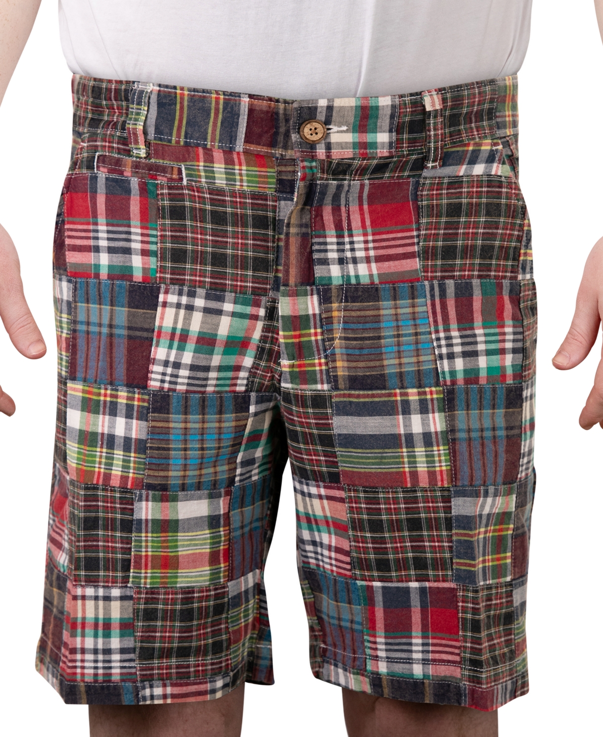 Men's Acid Wash Madras 9" Shorts - Navy