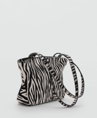 MANGO Women's Zebra-Print Leather Bag Macy's