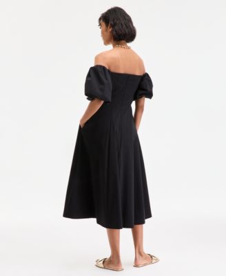 Women's Off-The-Shoulder Puff-Sleeve Midi Dress, Exclusively at Macy's
