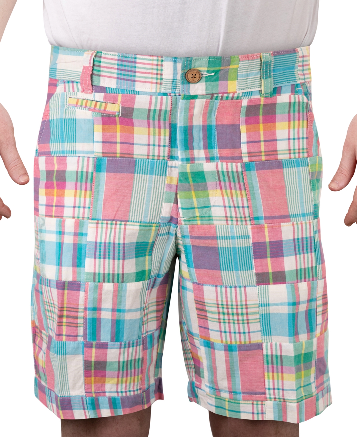 Men's Acid Wash Madras 9" Shorts - Navy