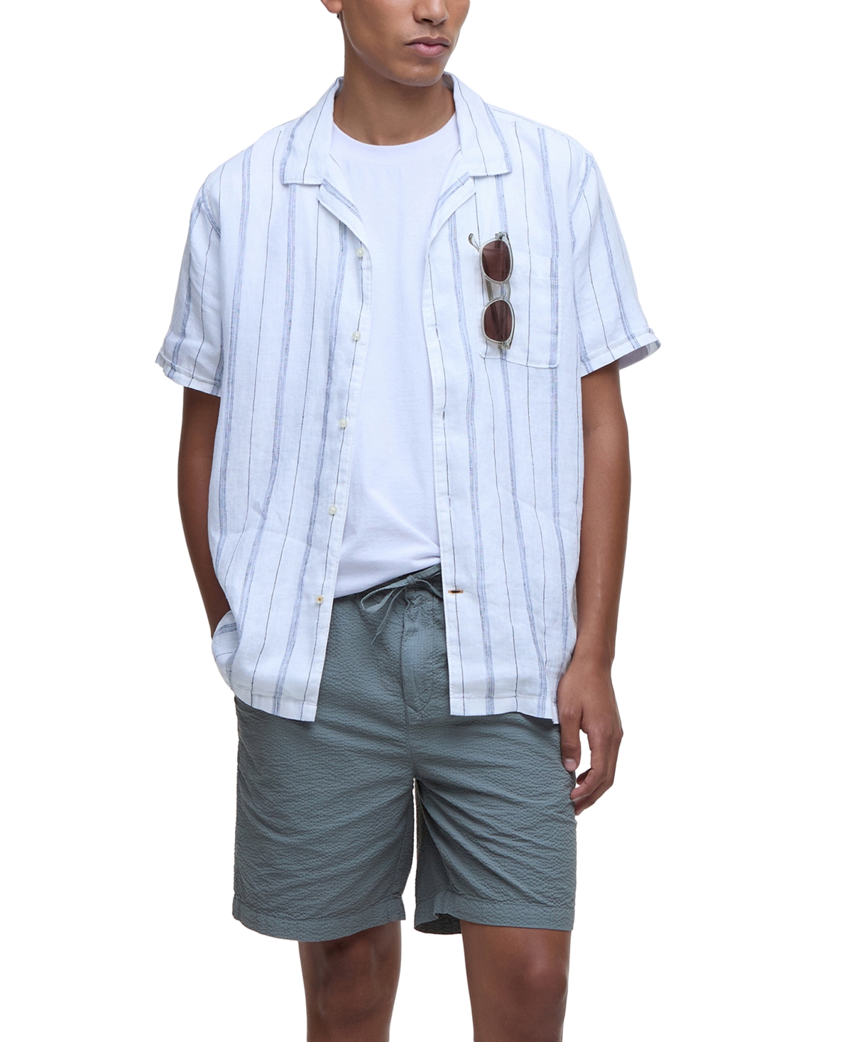 Shop Barbour Men's Garnock Short Sleeve Striped Button-front Camp Shirt