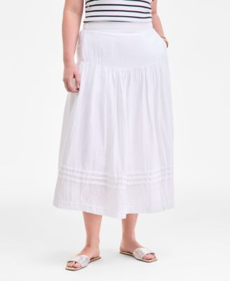 Women's Cotton Gauze Tiered Midi Skirt, Exclusively at Macy's