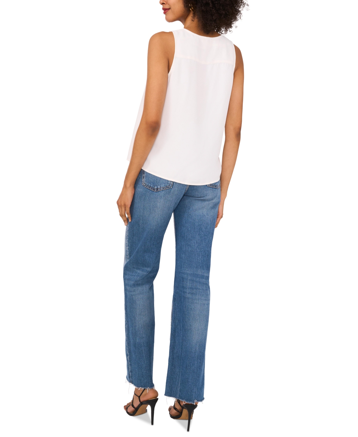 VINCE CAMUTO WOMEN'S V-NECK CROSSOVER SLEEVELESS TOP 