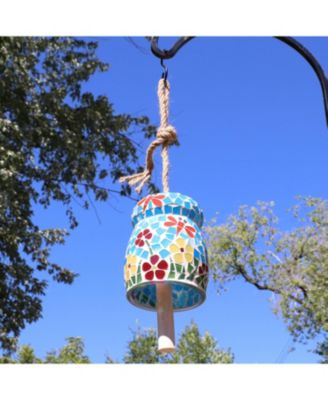 Outdoor Spring Flowers Mosaic Glass Wind Chime Bell - 7"