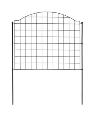 Outdoor Lawn and Garden Steel Arched Grid Style Decorative Border Fence Panel Set - 12.5' - Black - 5pk