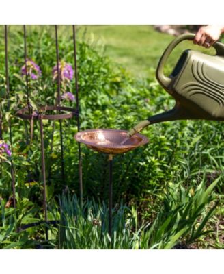 Outdoor Hand-Hammered Standing Bird Bath or Bird Feeder with Stake - Copper - 33" H