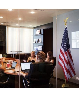 6Ft Indoor Flag Pole Kit Eagle Topper Aluminum Gold Pole with Base 3x5Ft US Flag for Office School City Hall
