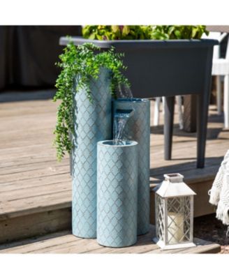 Moroccan Trellis 3-Column Modern Outdoor Water Fountain - 27.5"