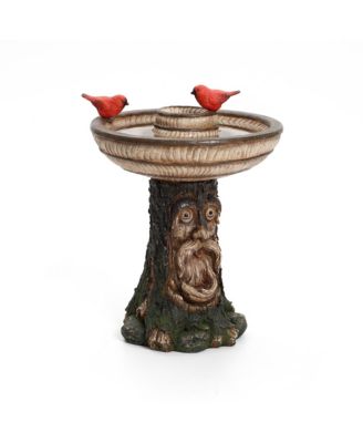 Brown Old Man in Tree 23.4-Inch Tall Resin Birdbath