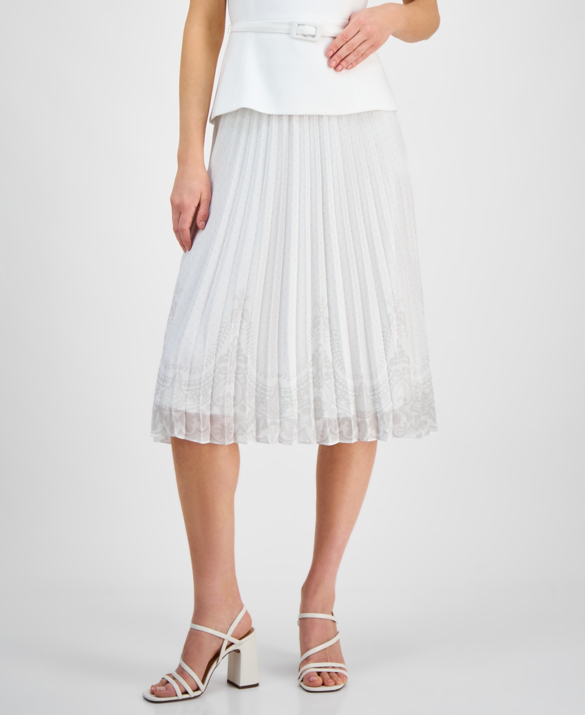 Julia Jordan Mix Media Sleeveless Midi Dress In White
