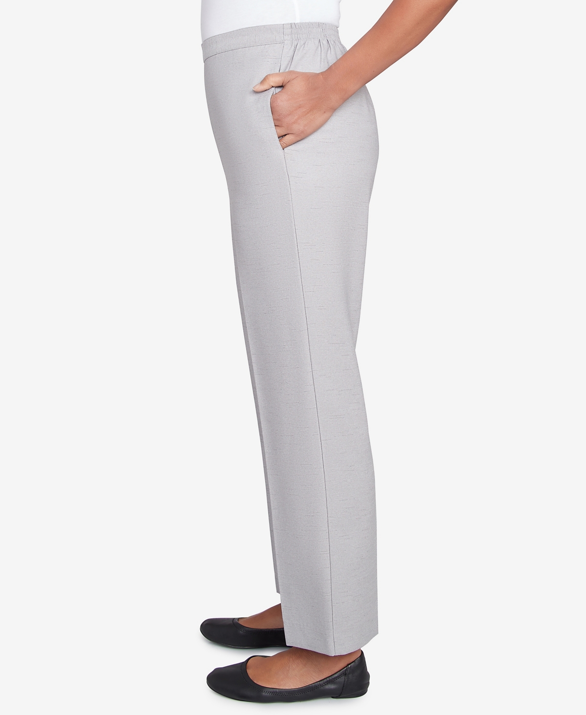 Alfred Dunner Petite Estate Of Mind Estate Pull-on Medium Length Pants In Dove Grey