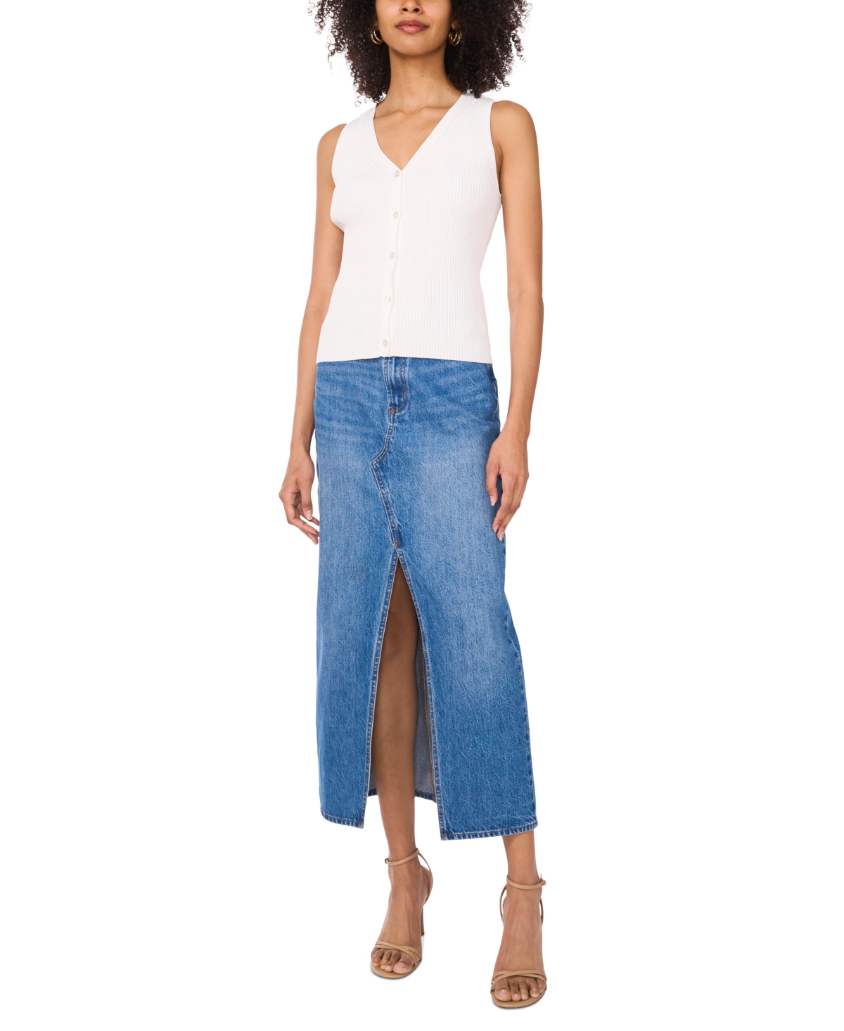 Vince Camuto Rib Button-up Vest