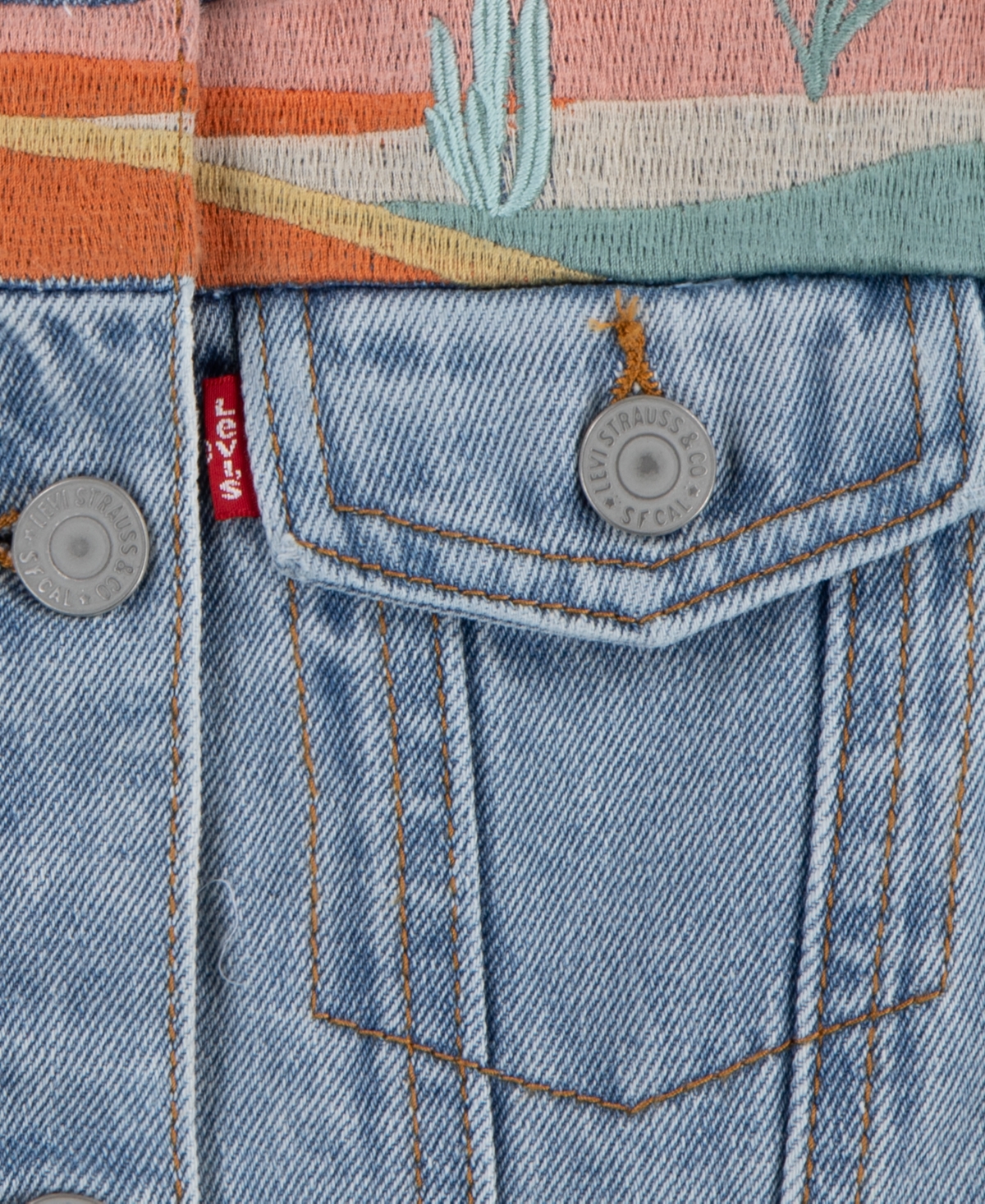 LEVI'S BIG GIRLS EMBROIDERED DENIM VEST 