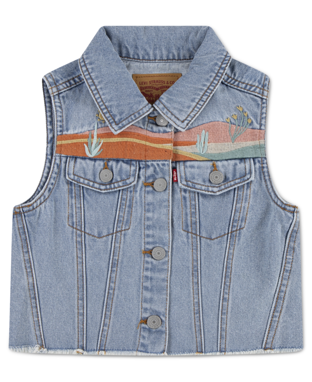 LEVI'S BIG GIRLS EMBROIDERED DENIM VEST 