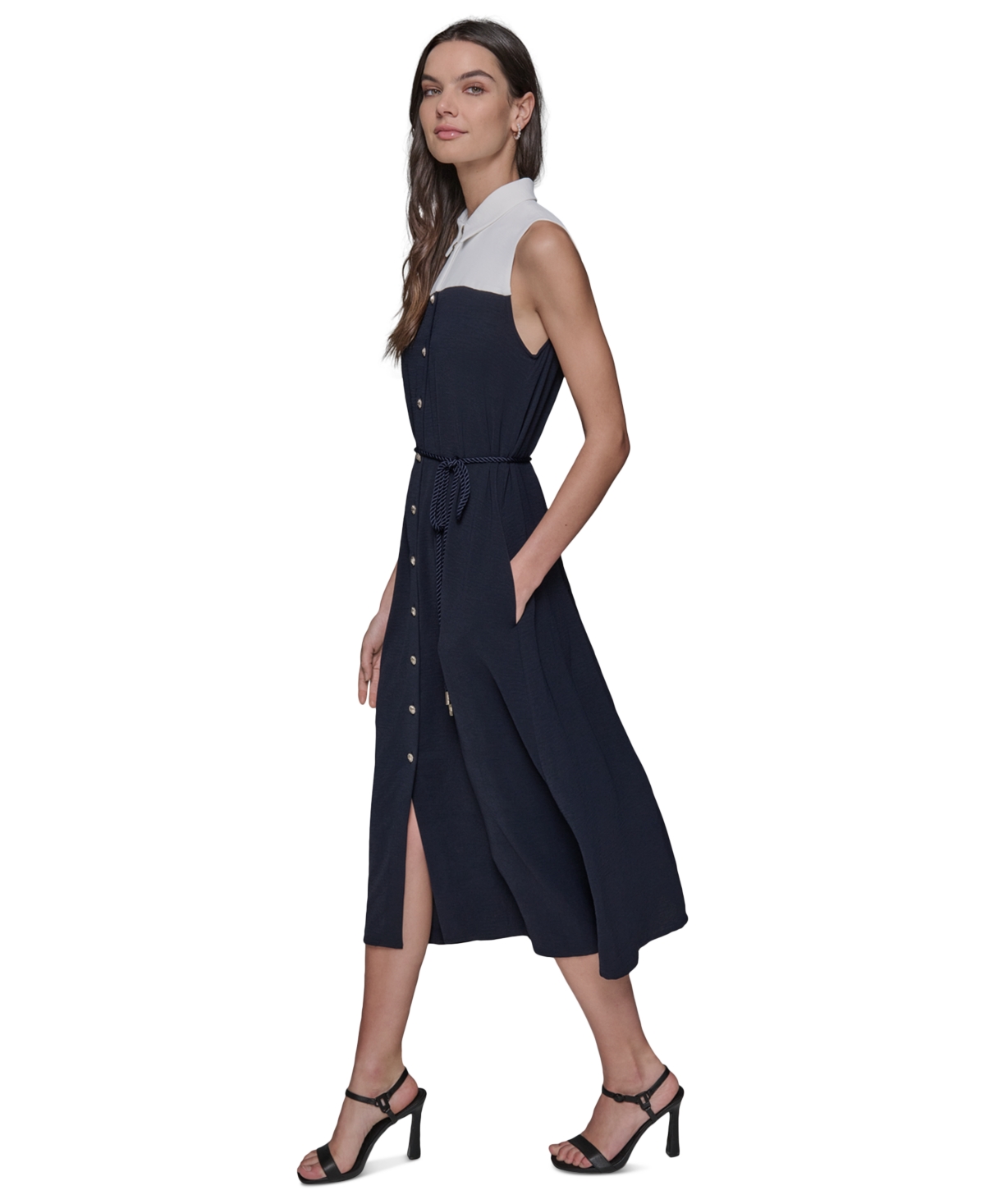 KARL LAGERFELD WOMEN'S AERO WASH COLORBLOCKED SHIRTDRESS 