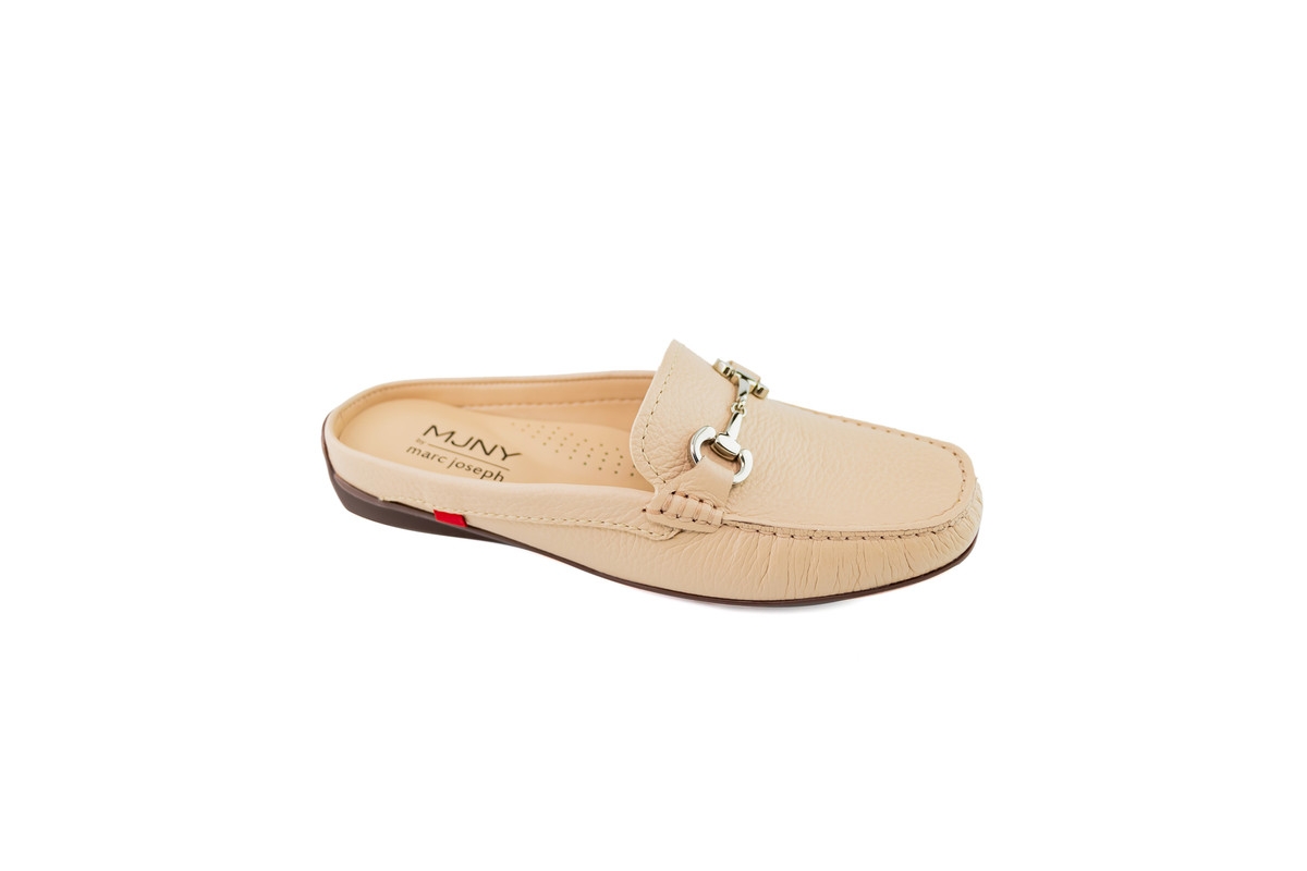Womens Slip On Ocean Drive Buckle Mule - Silver tumbled