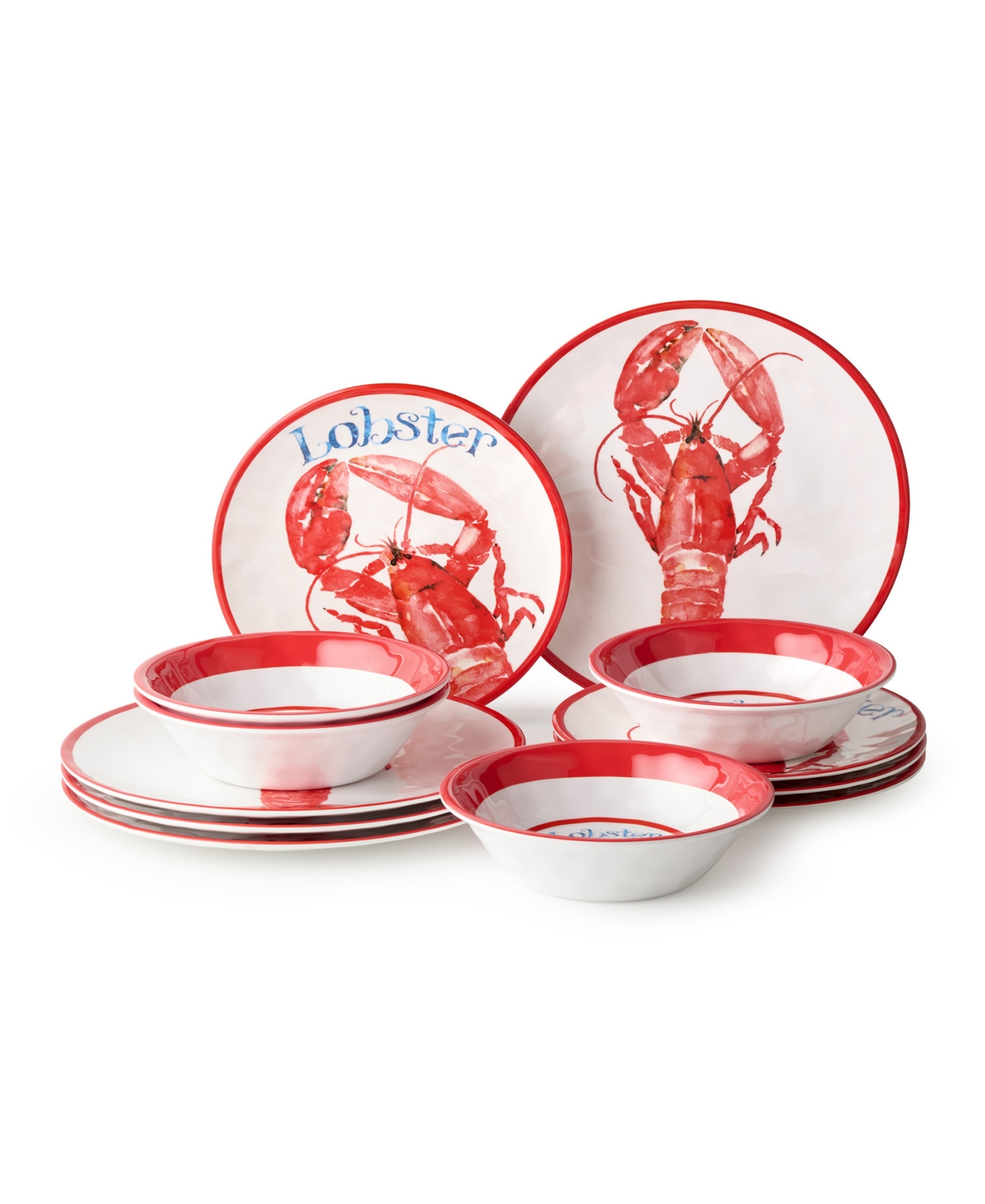 Beach House Lobster Melamine 12 Pc. Dinnerware Set, Service for 4