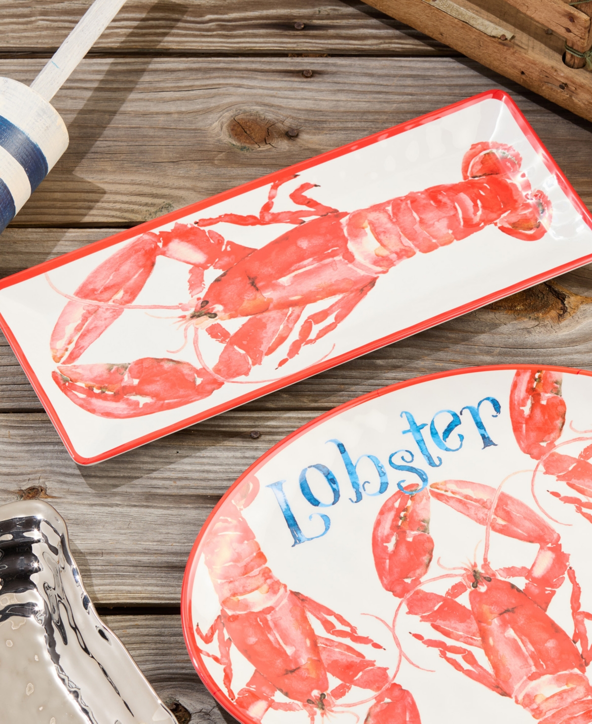 Certified International Beach House Lobster Melamine 2pc Platter Set In No Color