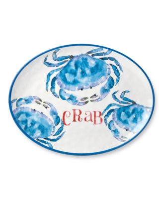 Beach House Crab Melamine Platters, Set of 2