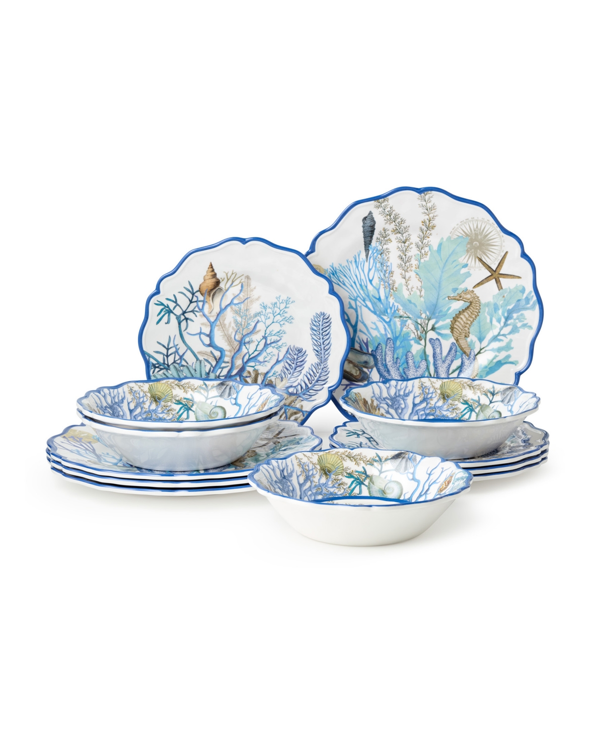 Blue Lagoon Melamine 12 Pc. Dinnerware Set, Service for 4