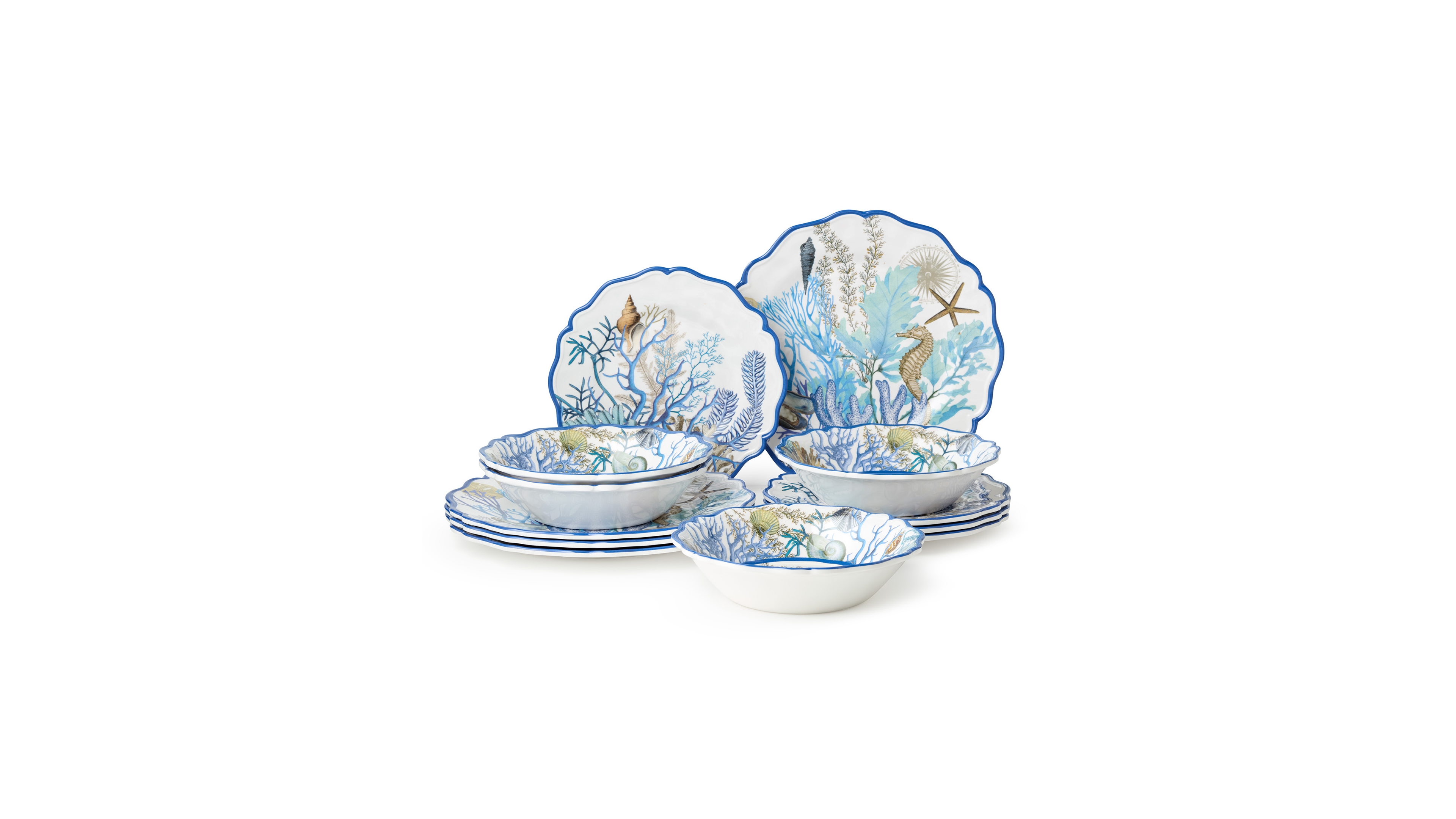 Certified International Blue Lagoon Melamine 12-Pc. Dinnerware Set, Service For 4