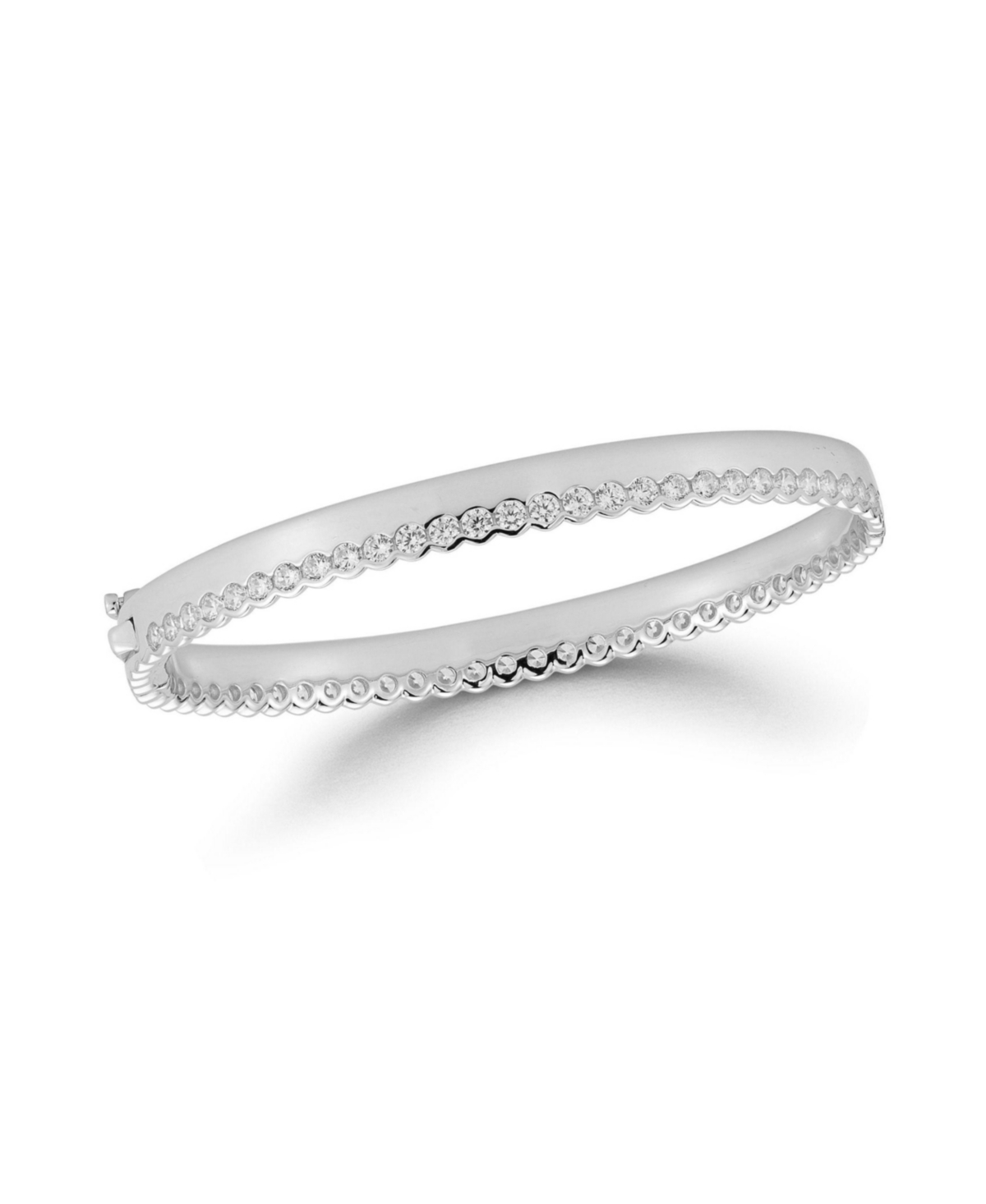 Sterling Silver Cz Bangle Bracelet - Silver