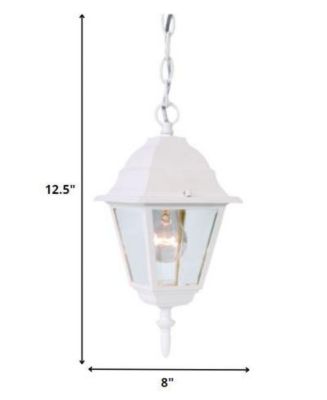 Distressed White Beveled Glass Outdoor Hanging Light