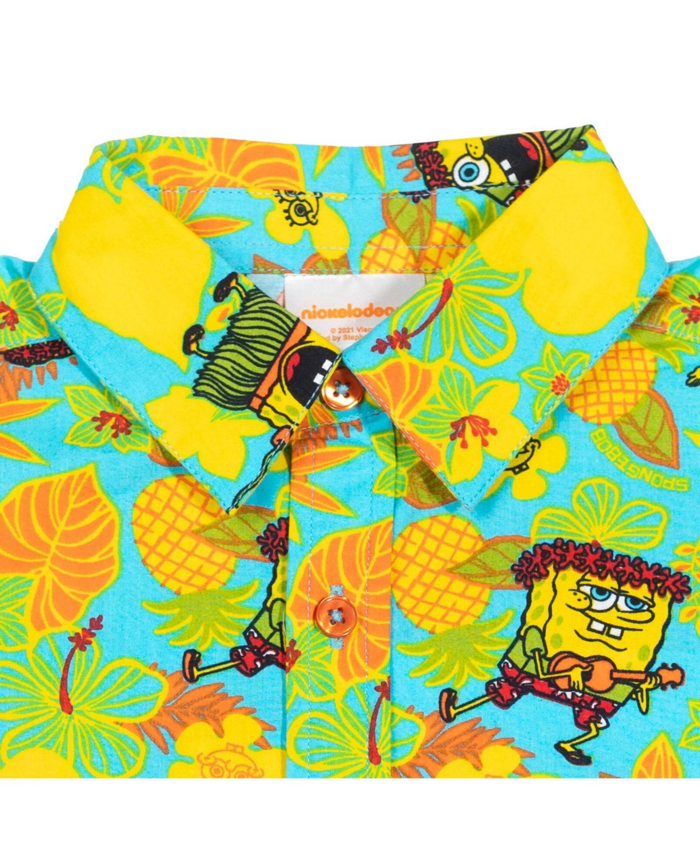 Рубашка SpongeBob SquarePants Button Down Dress Shirt для мальчиков-малышей, цвет: Синий / Жёлтый — фото 4