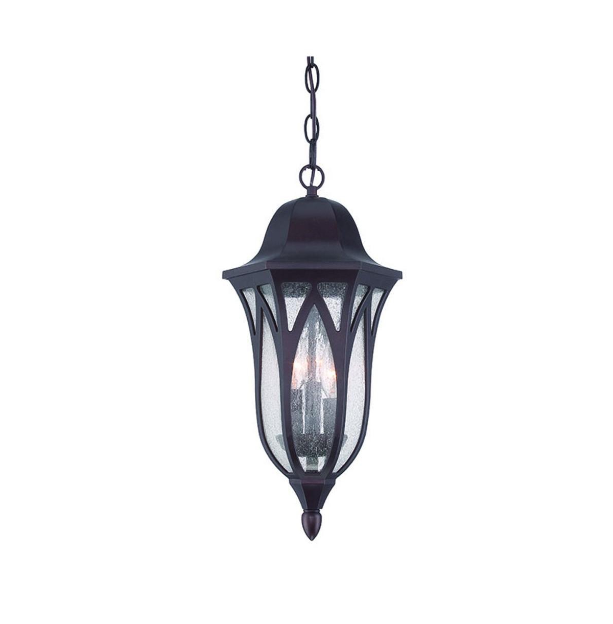 Hanging Light with Geometric Glass Shade &#x2013; Contemporary Ceiling Lamp - Black